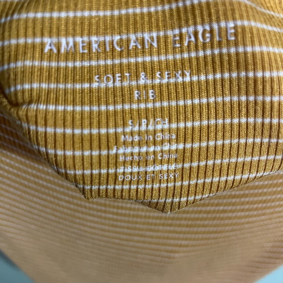 American Eagle Yellow and White Striped Cropped Tube Top Size Small - Picture 2 of 3